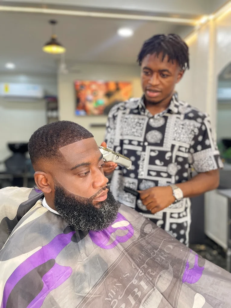 Sharp fade and beard lineup